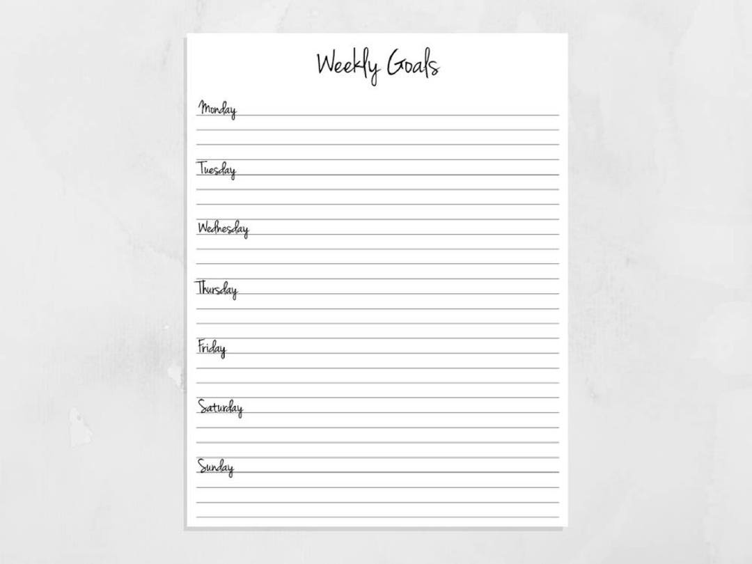 INSTANT DOWNLOAD Printable Weekly Goal Sheet - Etsy