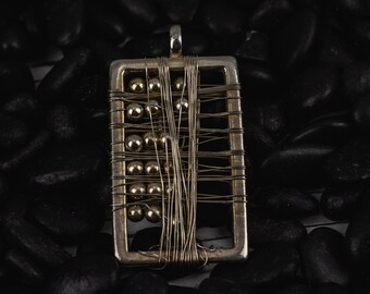 Vintage Sterling Silver Abacus Pendant, Silver Game Charm, Free Shipping