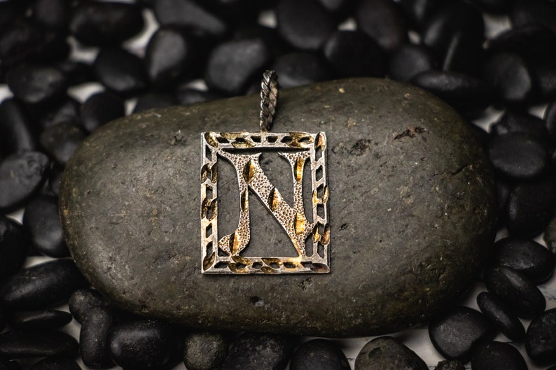 Vintage Letter Charm FREE SHIPPING! Sterling Silver Initial Letter Charm Initial Letter N Pendant