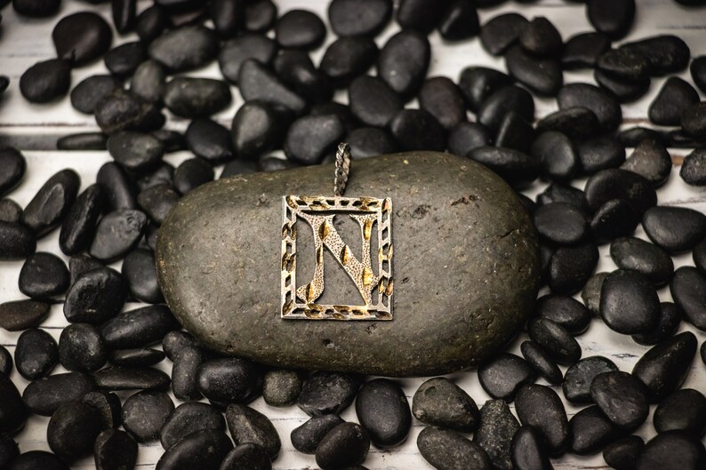 Vintage Letter Charm FREE SHIPPING! Sterling Silver Initial Letter Charm Initial Letter N Pendant