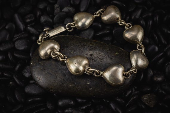 Sterling Silver Heart Bracelet | Mexico Heart Bra… - image 1