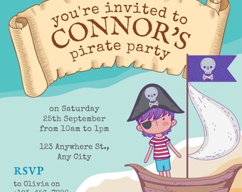 Customizable Pirate Birthday Invite