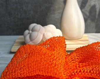 Exfoliating Bath Sponge, African Exfoliating Sponge, African Sponge, African Bath Net, Sapo, Tangerine