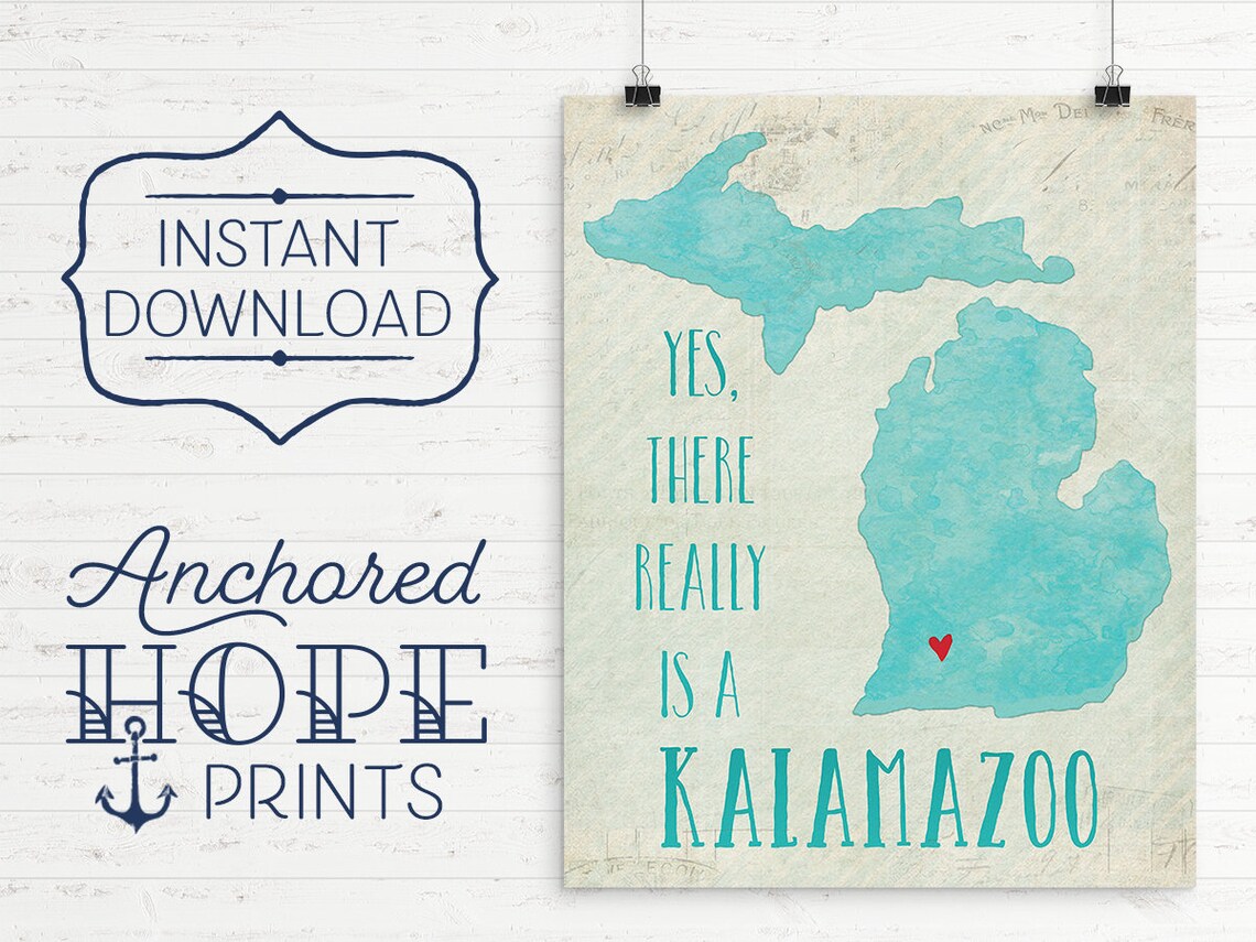 Kalamazoo Art Print Yes There Really is a Kalamazoo Etsy