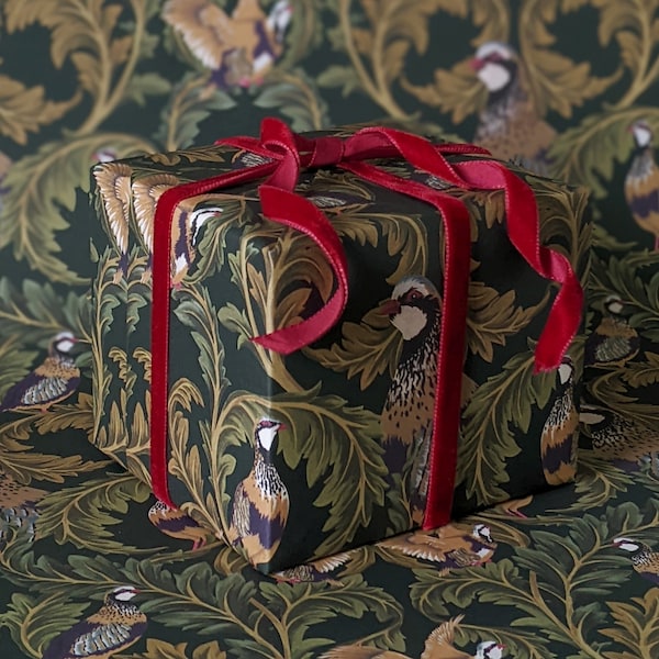 Partridge Wrapping Paper, Vintage Gift Paper, Eco Friendly Paper, William Morris Wrapping paper, Bird Wrapping Paper, Victorian Paper