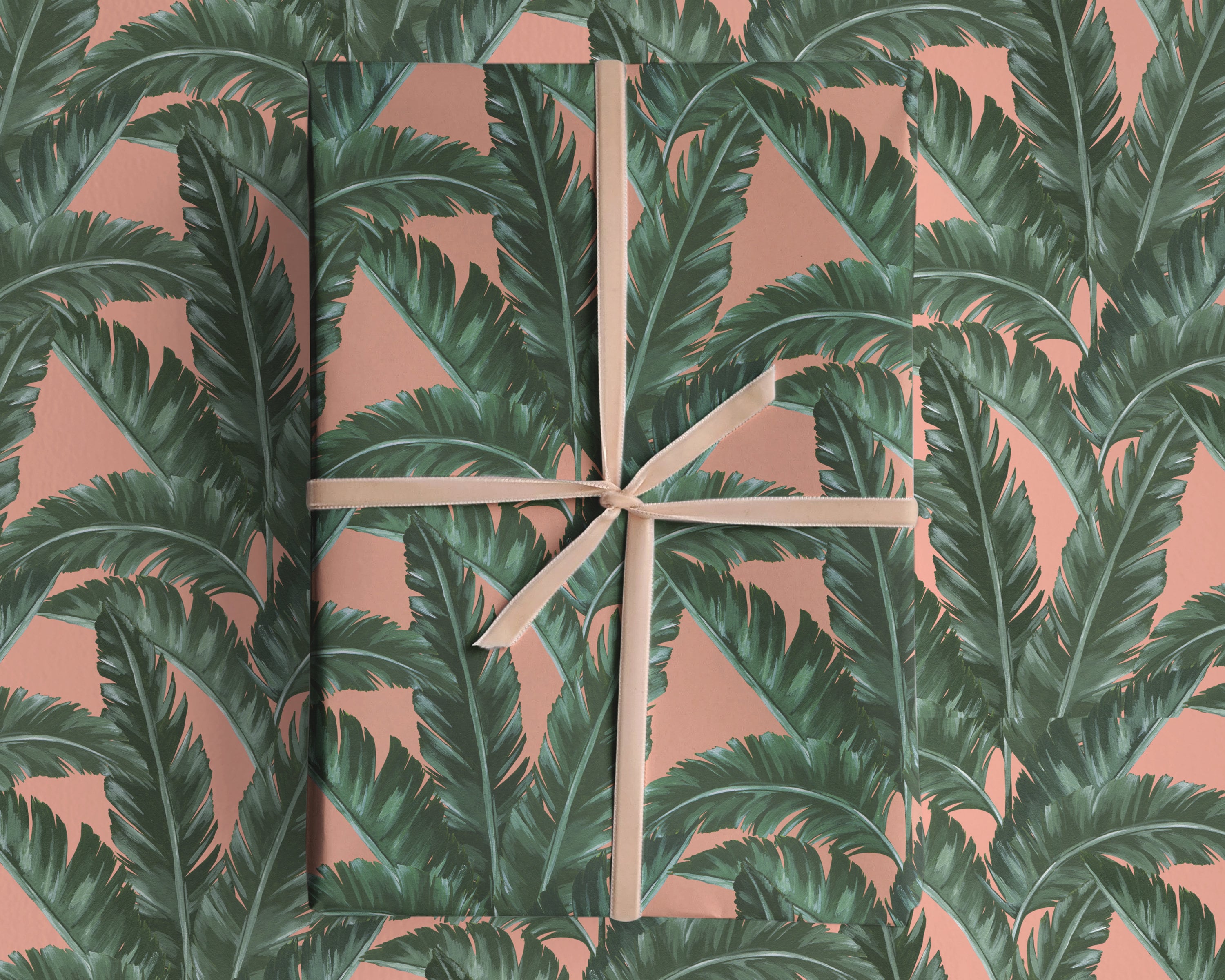 Tropical Wrapping Paper Pink Palm Leaf Leaf Wrapping Paper Etsy UK