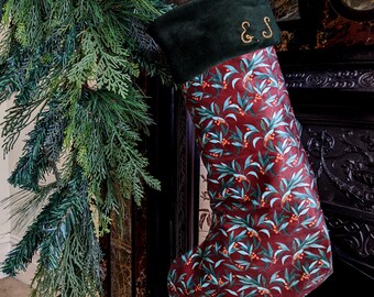 Personalised Christmas Stocking; Embroidered Family Heirloom, Handmade in the UK