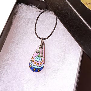 Flower pendant, floral pendant, enamel on copper, women&#39;s gift, teenage girl gift, boho jewelry, birthday gift, boho style, blue flower