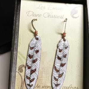 Snowy owl feather earrings, bird feather, gift for women, birthday gift, Mother&#39;s Day, gift for collections