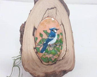 Blue jay sculpture, blue jay, enamel sculpture on copper, bird sculpture, bird, retirement gift, corporate gift, retirement gift