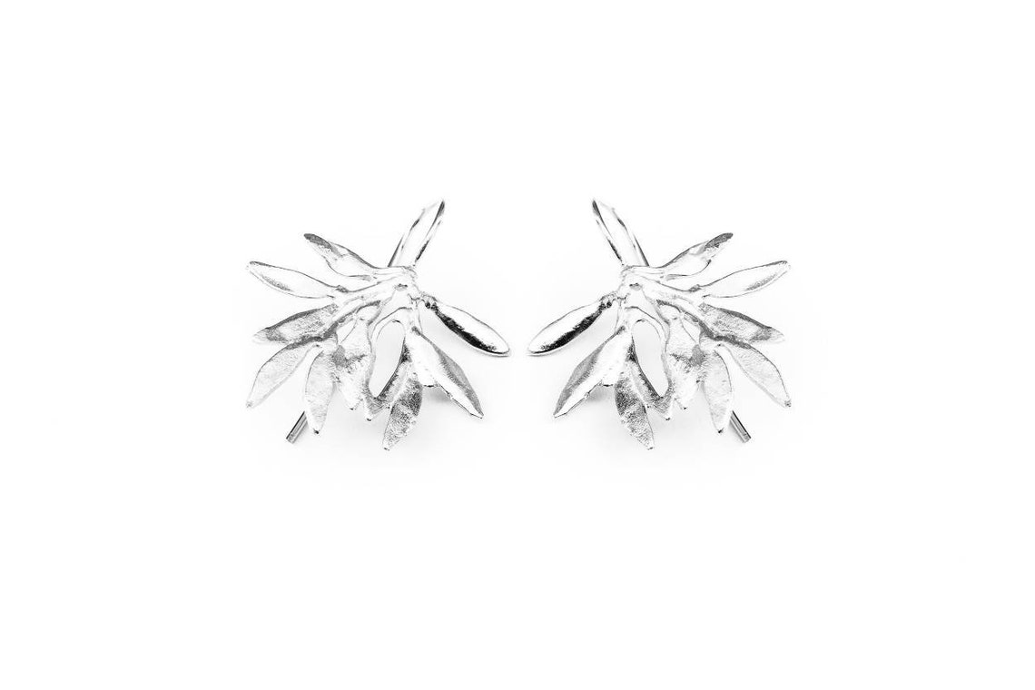 Silver Leaf Earrings. Dangle Leaves Earrings. Delicate Leaf Etsy Israel