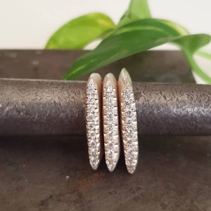 Square  ring. Geometric ring. Asymmetric ring. Sterling silver pave ring. Cubic zirconia pave ring. Stackable ring. anniversary ring.
