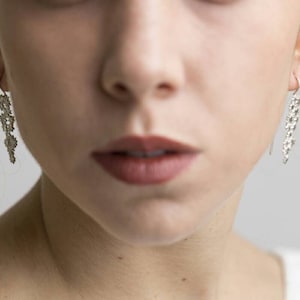 Silver stars earrings. Sterling Silver drop earrings. Dangle earrings. Star cluster earrings. Bridal earrings. Wedding earrings. Xmas gift.