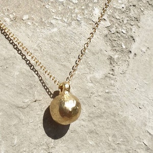 14 karat solid gold ball pendant necklace. gold ball necklace. minimalist necklace. pendant for women. gold ball. solid gold pendant. image 1