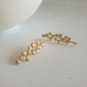 Stars 14 karat gold earrings. Gold star cluster earrings. Celestial ellegant stars earrings. Bridal dangle earrings. A gift for her. image 7