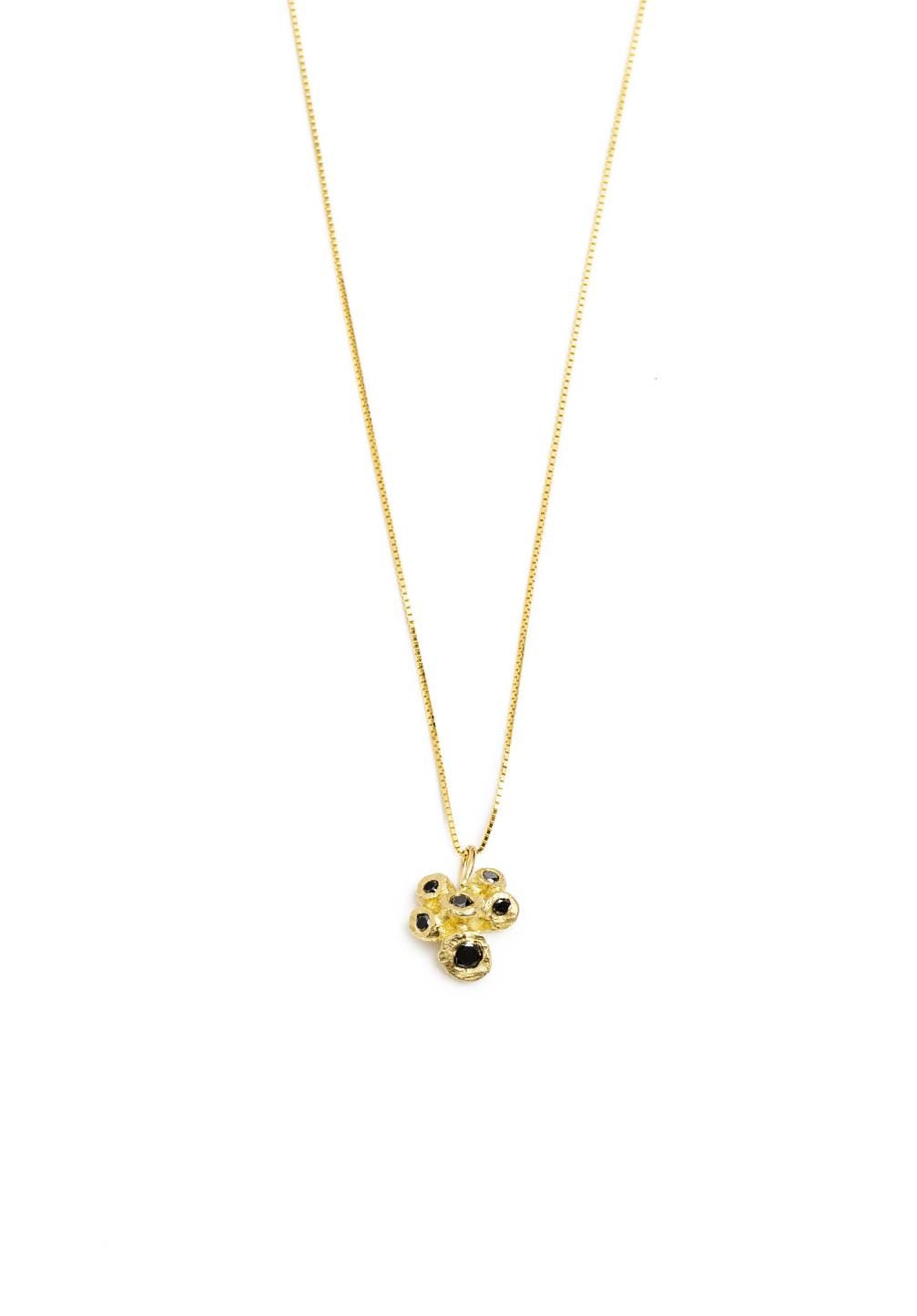 Black diamonds flower necklace. Gold diamonds cluster | Etsy
