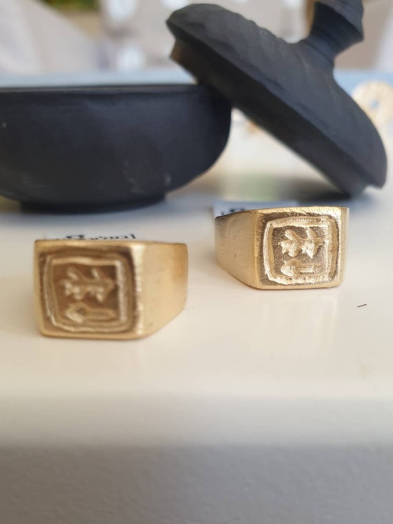 Gold Pinky Ring. Seal Ring. Signet Ring. Stamp Ring. Gold - Etsy Israel