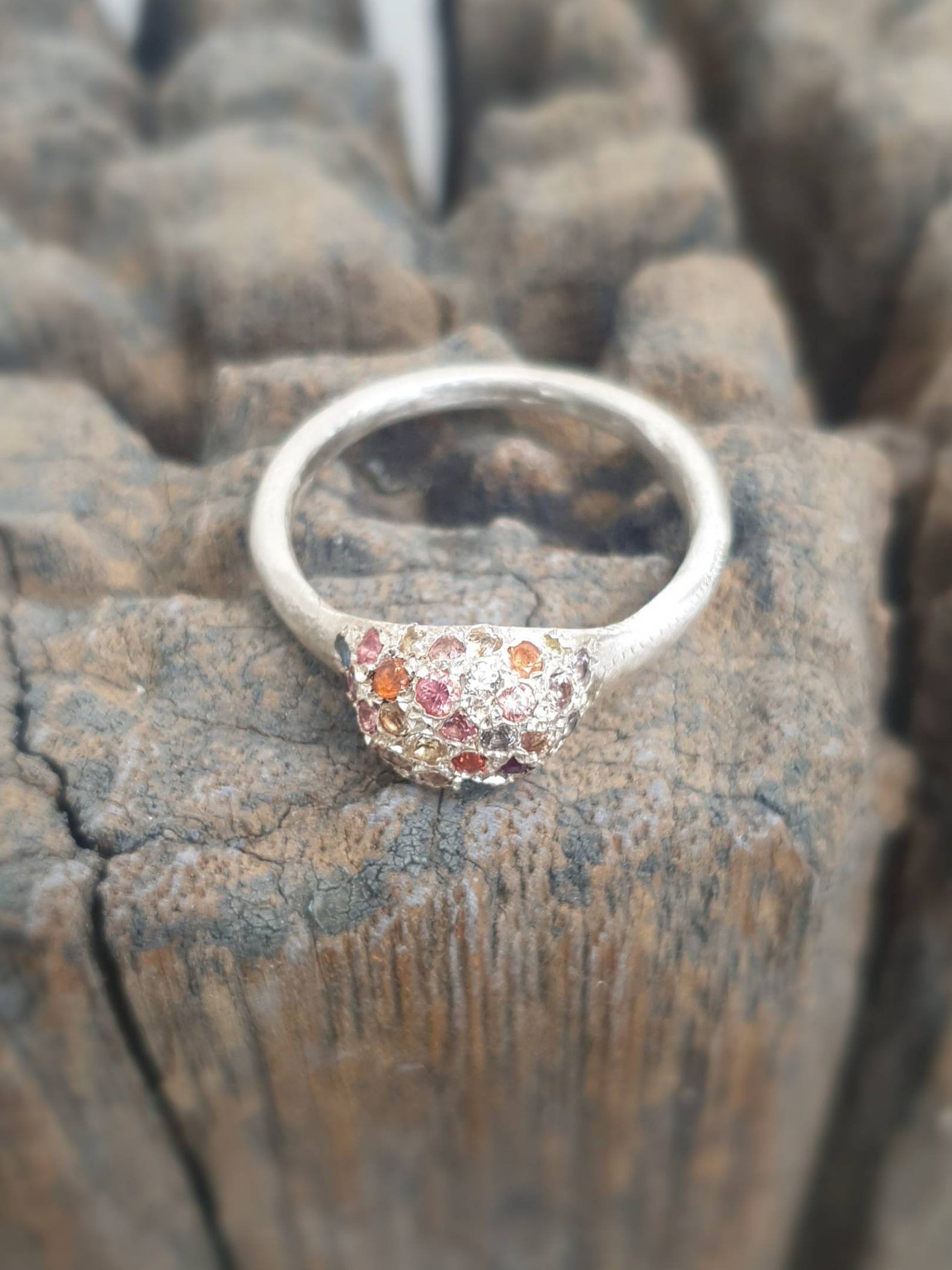 Silver Multy Color Saphire Ring. Multy Ssphire Ring. Pave - Etsy