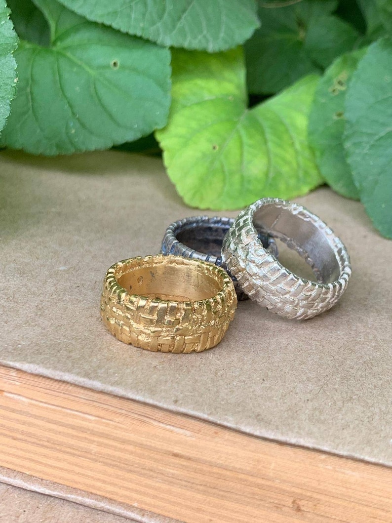 Rustic silver Ring. Weaved ring Silver textured band ring