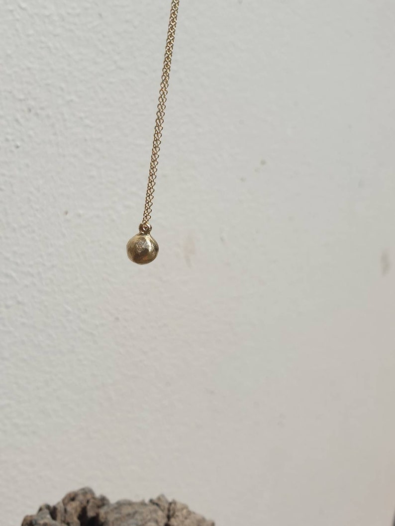 14 karat solid gold ball pendant necklace. gold ball necklace. minimalist necklace. pendant for women. gold ball. solid gold pendant. image 8