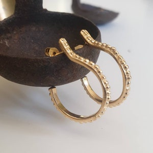 Dots hoop earrings. Dotted hoops. Gold hoop earrings. Unique rustic hoops. Granulation hoops. Modern vintage hoops. textured design hoops.