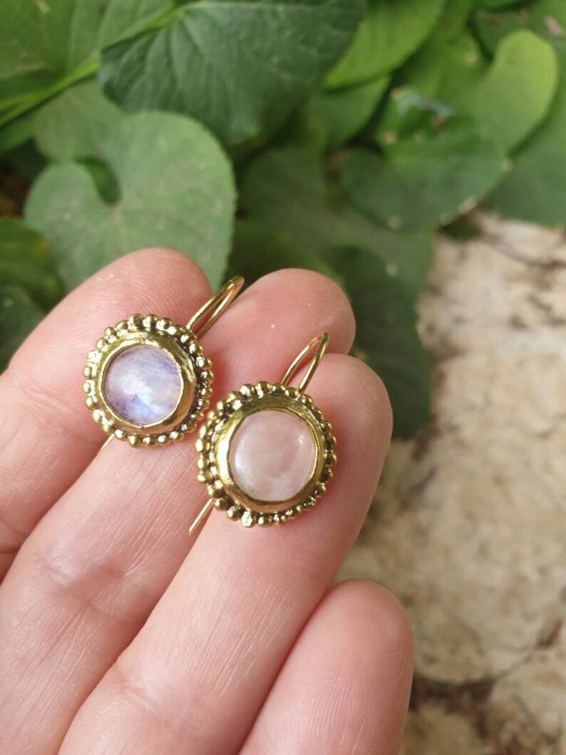 Orecchini Pendenti A Goccia In Moonstone Bianca Naturale - 12x16mm, Argento Placcato - Foto 2