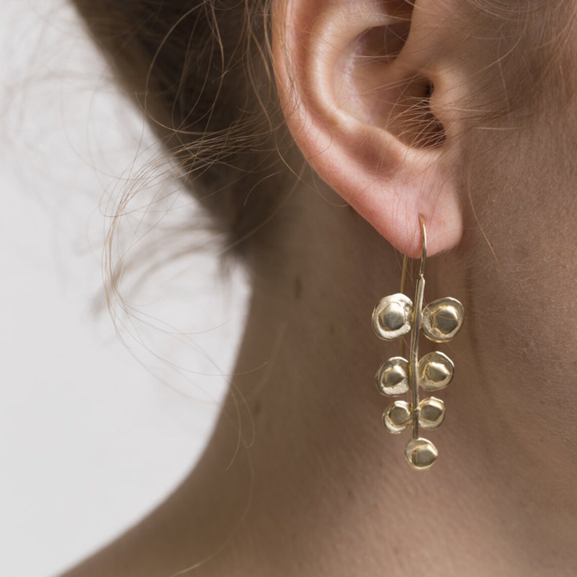 silver drop leaf earrings