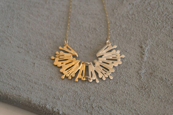 silver and gold wild flower pendant necklace. Half gold half | Etsy