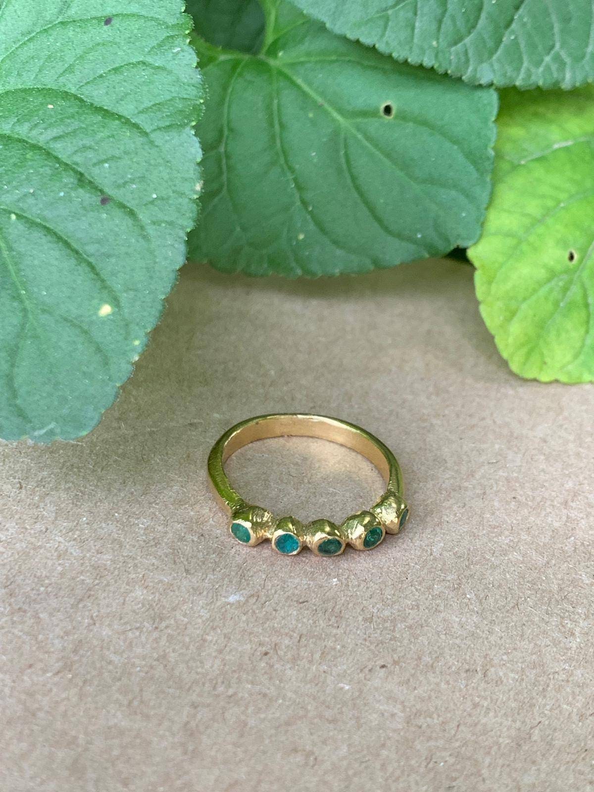Emeralds ring. Gold band ring. May birthstone ring. dainty | Etsy