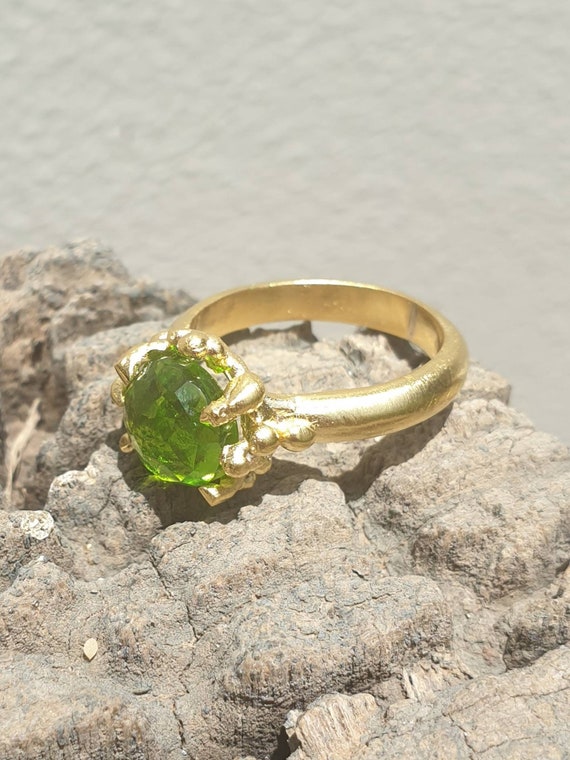 Organic Gold ring with a citrine gem Coral citrine yellow Gemstone cocktail ring Citrine alternative engagement ring.