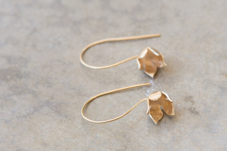 Drop Flower Earrings. Floral Gold Dangle Earring. Wedding Etsy Israel