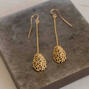 Long teardrop earrings. Gold lace dangle earrings. Lace drop earrings. bridal long earrings. Wedding earrings. Gold bridesmaid gift earrings