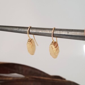 Gold Plated Seed Dangle Earrings: Rustic Botanical Jewelry image 7