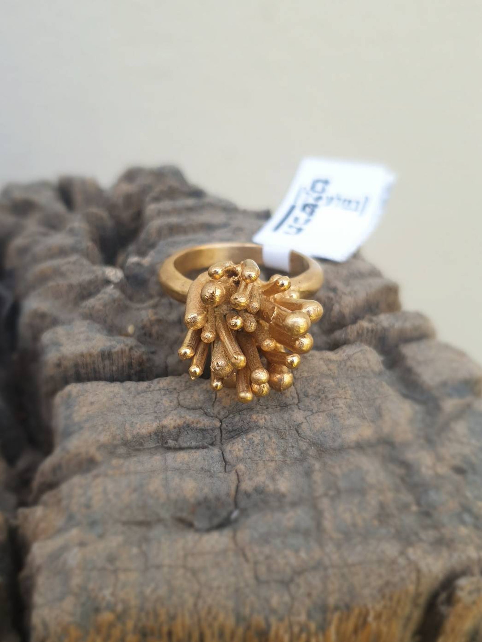 Statement gold splinter ring. Rough splinters ring. Gold big | Etsy