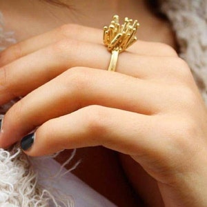 Statement Gold Splinter Ring. Rough Splinters Ring. Gold Big Ring. - Etsy