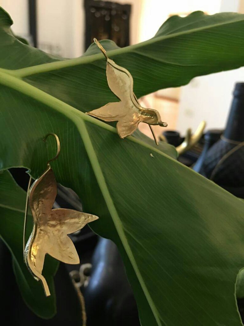 Gold statement leaf earrings. leaf earrings. Long gold leaf Etsy