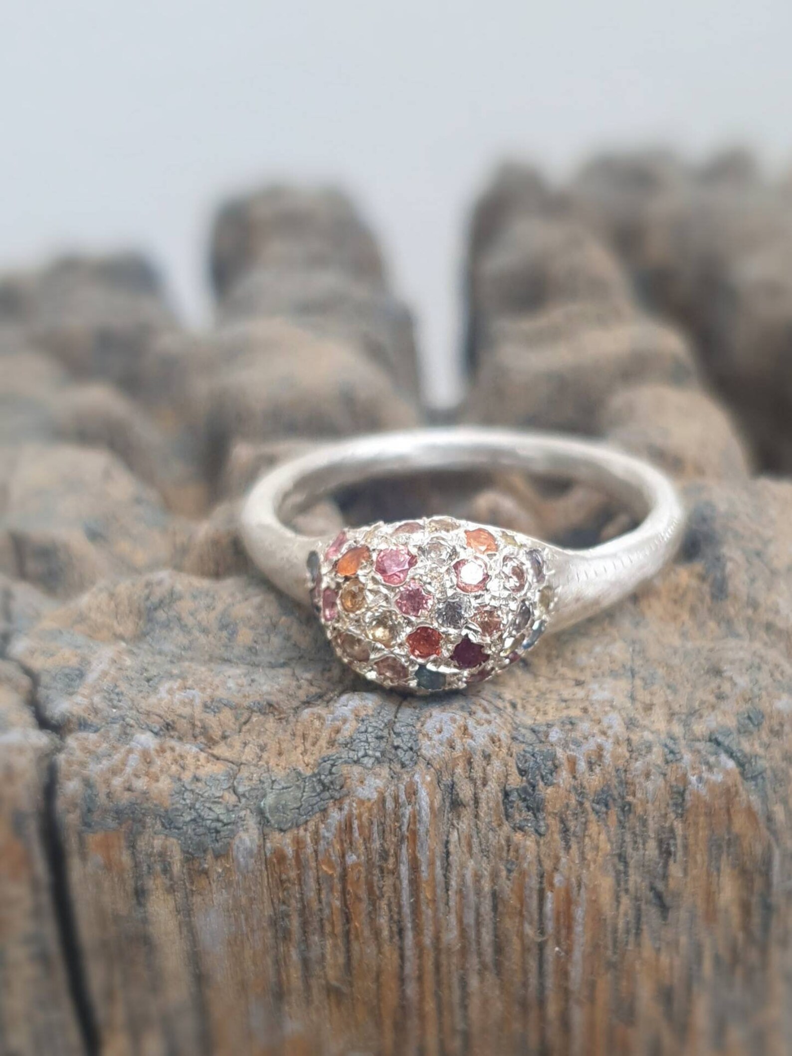 Silver Multy Color Saphire Ring. Multy Ssphire Ring. Pave - Etsy