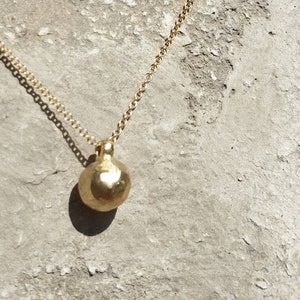 14 karat solid gold ball pendant necklace. gold ball necklace. minimalist necklace. pendant for women. gold ball. solid gold pendant. image 4