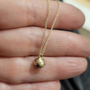 14 karat solid gold ball pendant necklace. gold ball necklace. minimalist necklace. pendant for women. gold ball. solid gold pendant. image 10