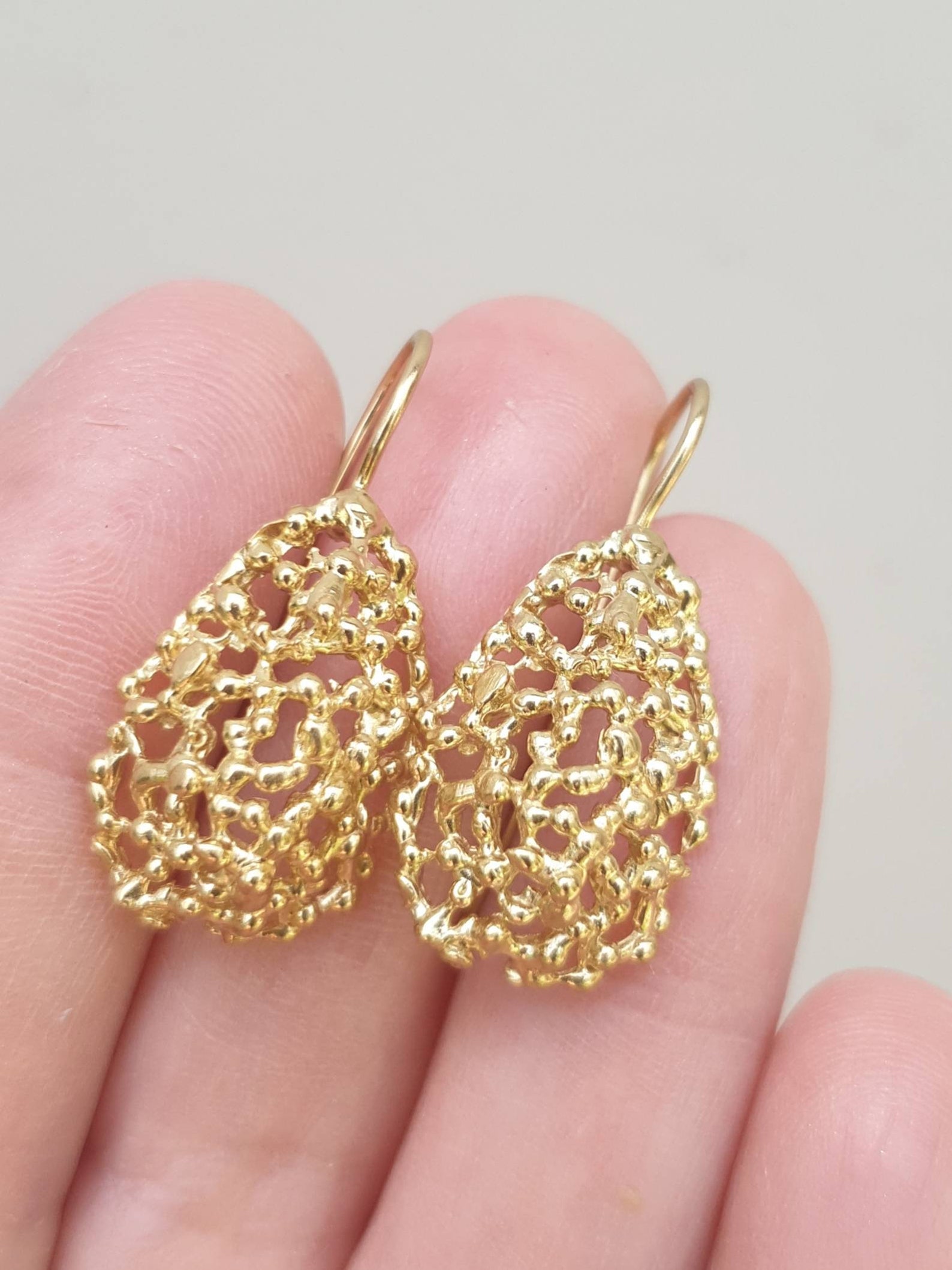Gold Lace Tear Earrings. Romantic Lace Dangle Earrings. Tear Etsy Israel