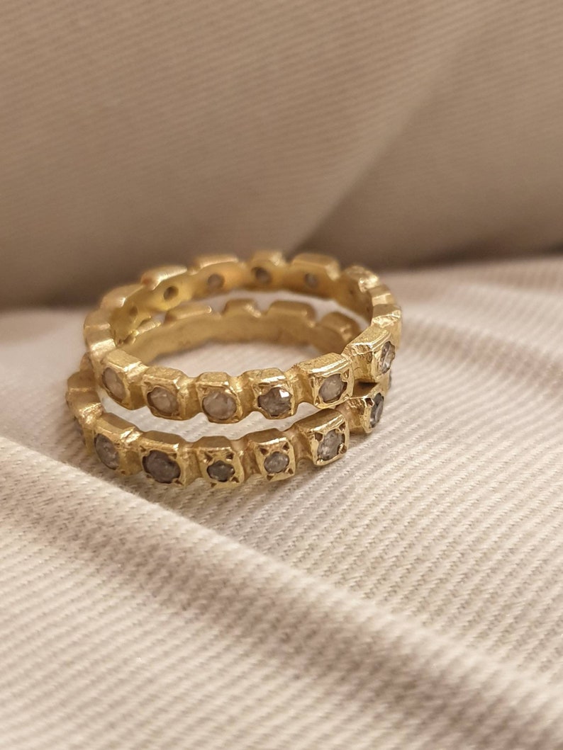 Eternity Solid 14 Karat Gold Ring With Diamonds. Diamond Etsy