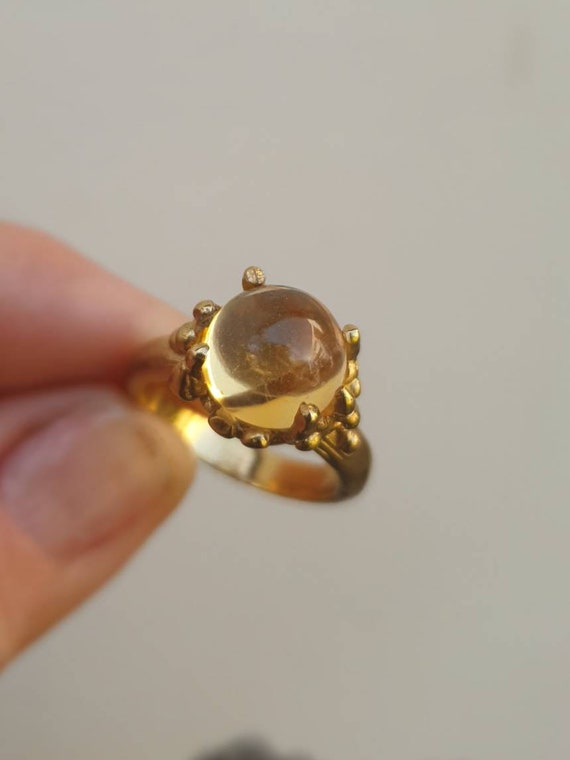 Organic Gold ring with a citrine gem Coral citrine yellow Gemstone cocktail ring Citrine alternative engagement ring.