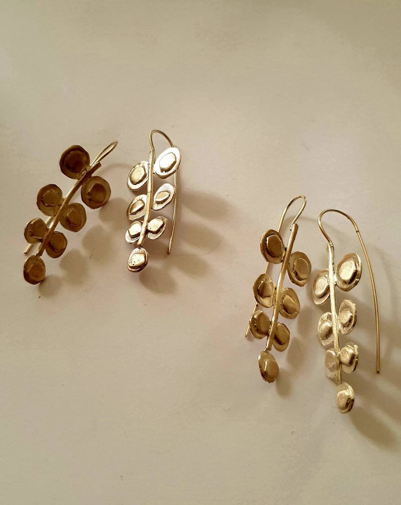 silver drop leaf earrings