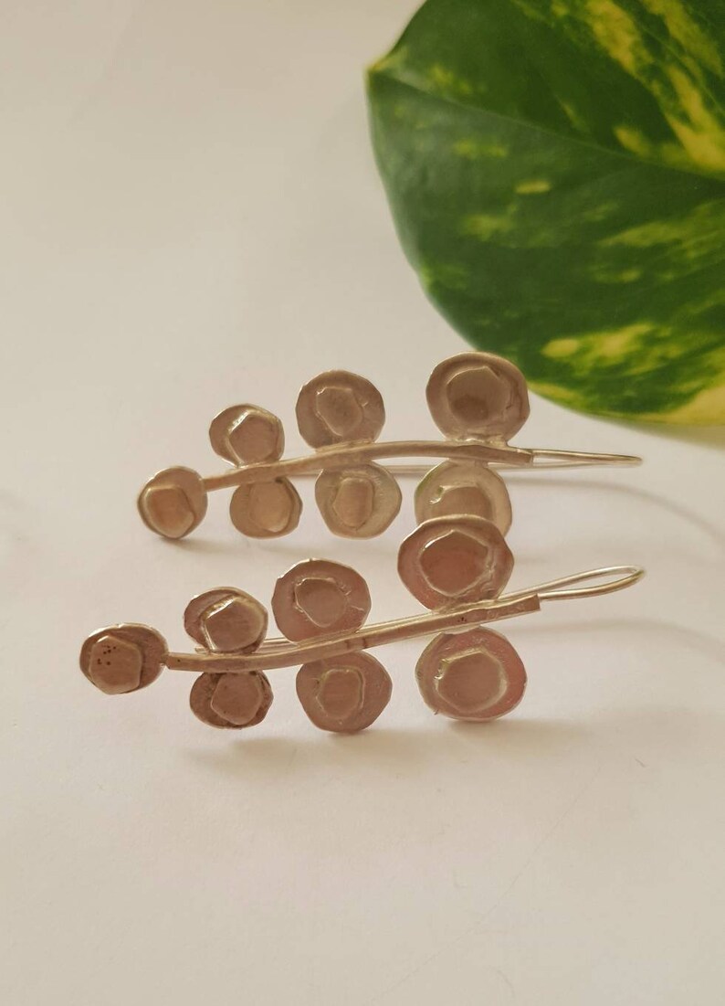 silver drop leaf earrings