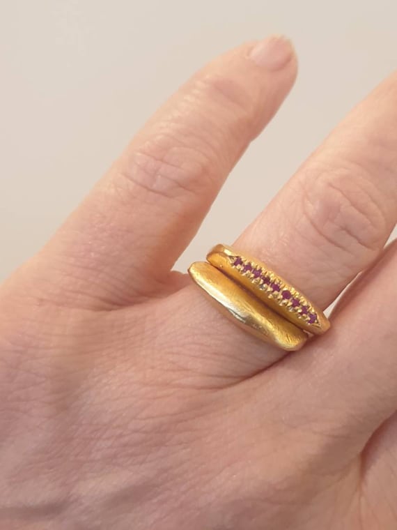 Set Of Two Gold Rings Plain Goldfilled Ring And Goldfilled Etsy
