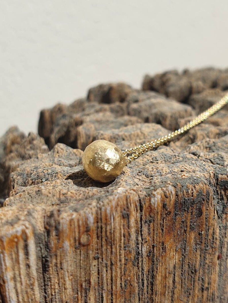 14 karat solid gold ball pendant necklace. gold ball necklace. Etsy