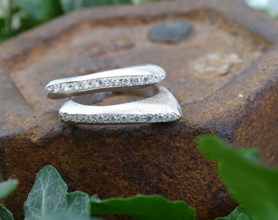 Multy Gem Silver Square Ring. Statement Cubic Zirconia Ring. Cocktail ...