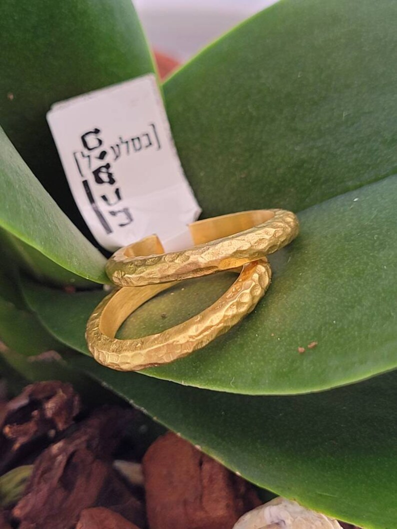 Gold Band Ring. Gold Hammered Ring. Textured Band Ring. Etsy