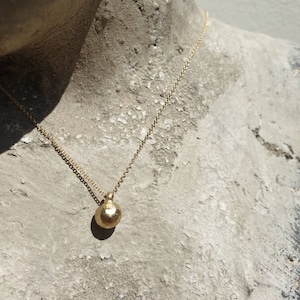 14 karat solid gold ball pendant necklace. gold ball necklace. minimalist necklace. pendant for women. gold ball. solid gold pendant. image 5