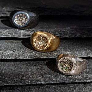 Diamonds solid gold ring. Diamonds cave gold ring. 14 karat gold diamonds ring. Multy diamonds  statement ring. Alternative Engagement ring